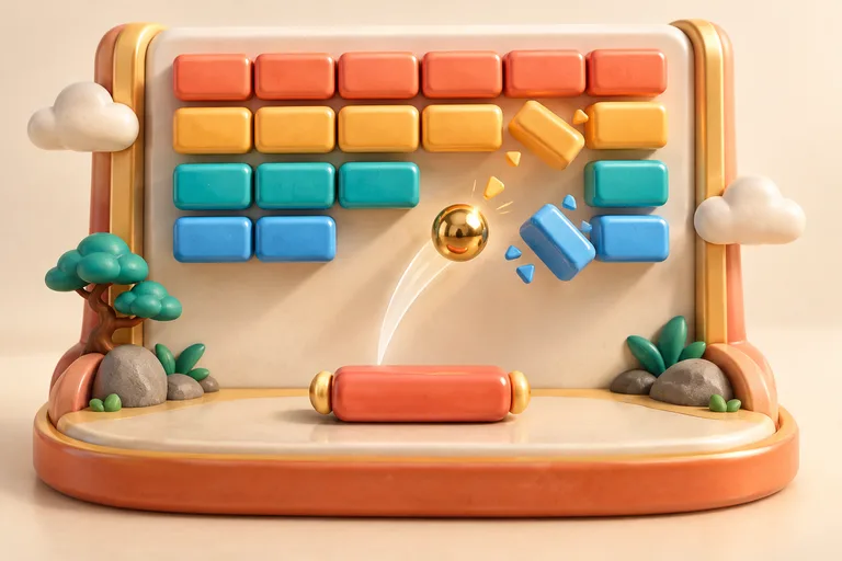 立体ブロックと金色の球の小さなゲーム盤